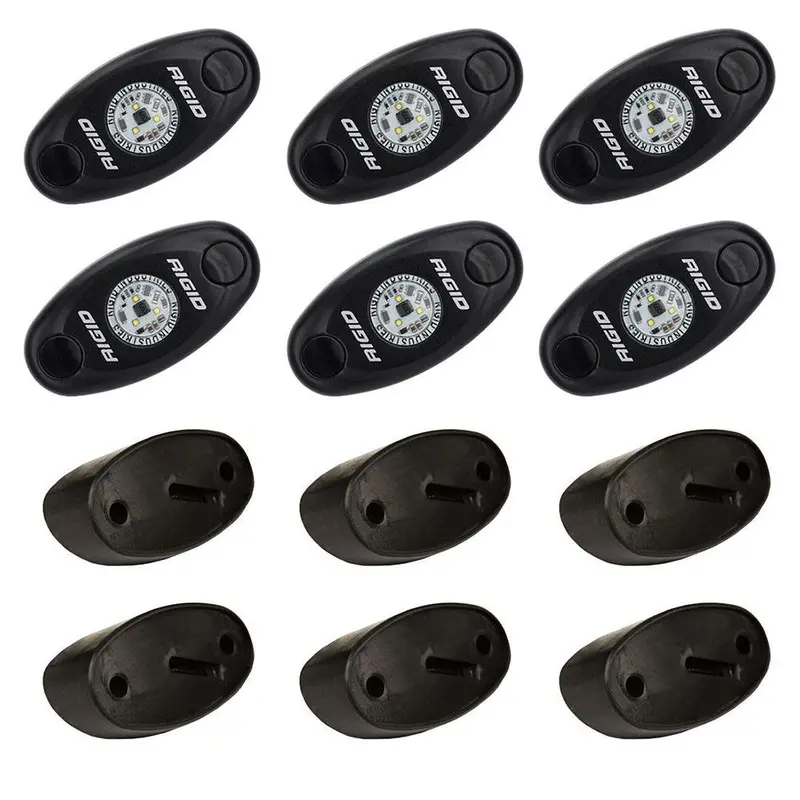 Rigid A-Series Rock Light Kit – 6 Red Leds, Black Housing 1