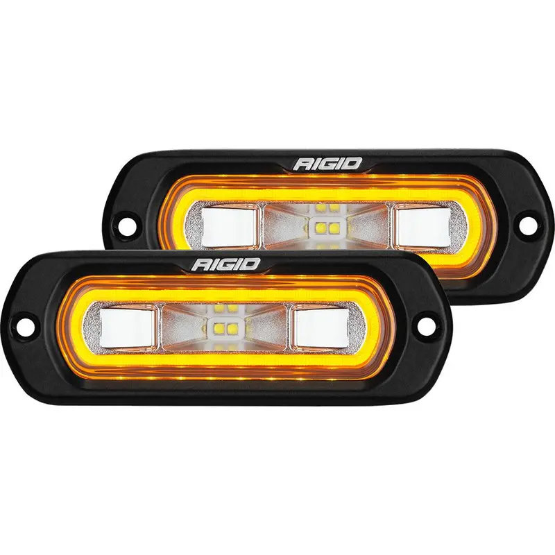 Rigid Sr-L Series Flush-Mount Spreader Light – Black Housing With Amber Halo 1