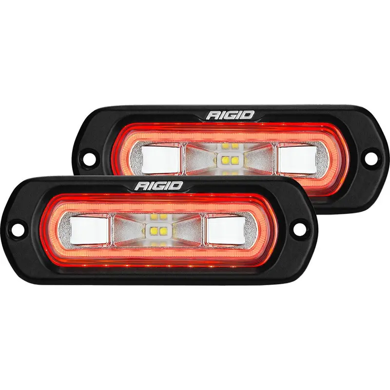 Rigid Sr-L Series Flush-Mount Spreader Light – Black Housing With Red Halo 1