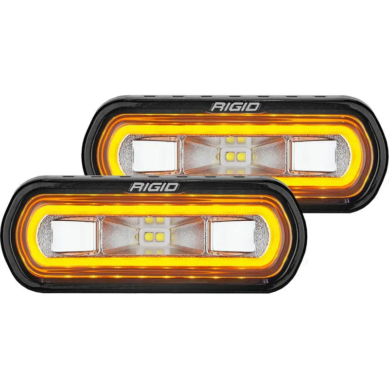 Rigid Sr-L Series Surface-Mount Spreader Light – Black Housing With Amber Halo 1