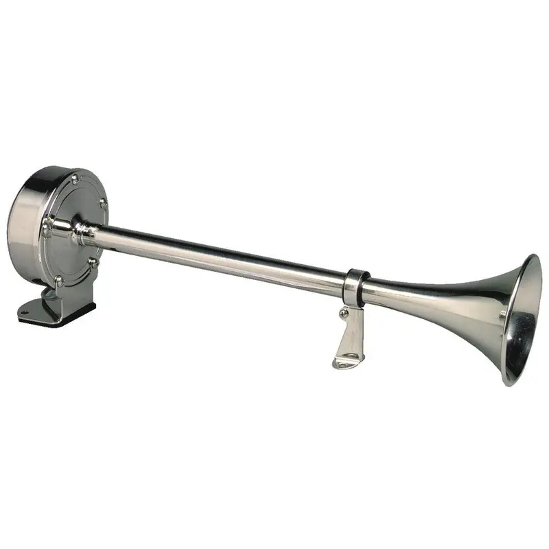 Schmitt Marine Deluxe All-Stainless Single-Trumpet Horn – 12V, Rugged Marine Grade [10027] 1