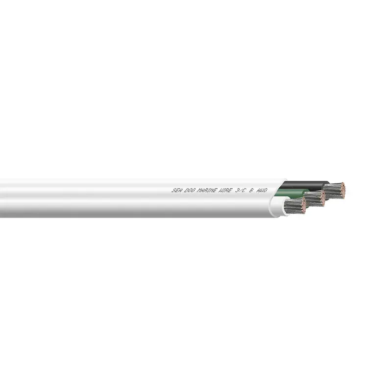 Sea-Dog 6/3 Awg White/Green/Black Flat Triplex Wire – 100-Foot Spool [8006302] 1