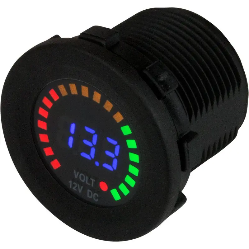 Sea-Dog Round Dc Voltage Meter: 5–15V With Color-Coded Rainbow Dial – Model 421617-1 1