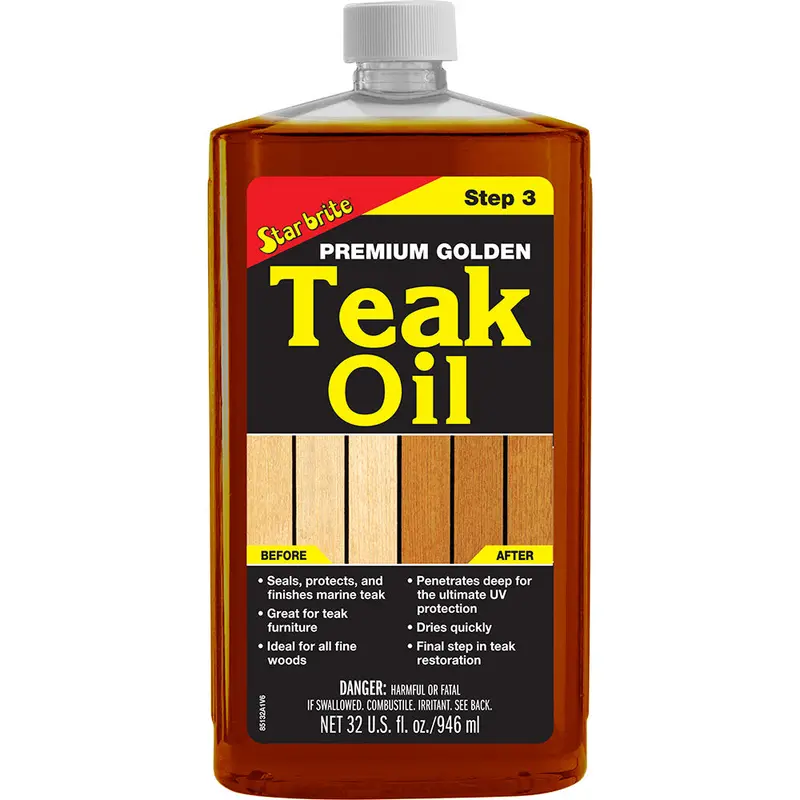Star Brite Premium Golden Teak Oil – Enhanced Color & Protection – 32 Oz (Model 85132) 1