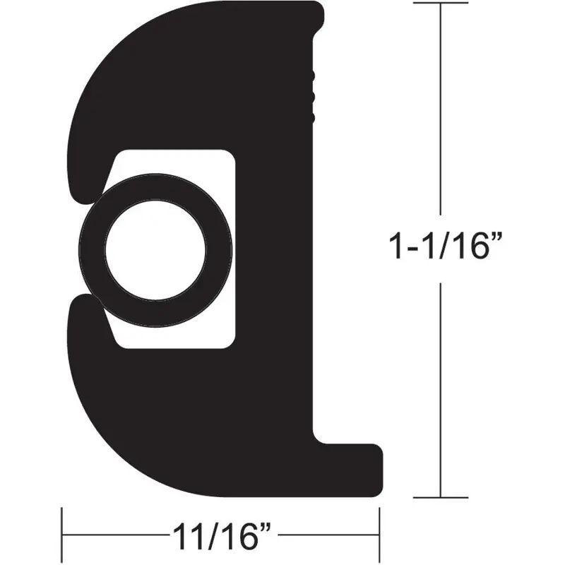 Taco Flex Vinyl Rub Rail Kit – Black Rail & Insert, 70 Ft, 1-1/16" X 11/16" Dimensions [V11-0809Bbk70-2] 1