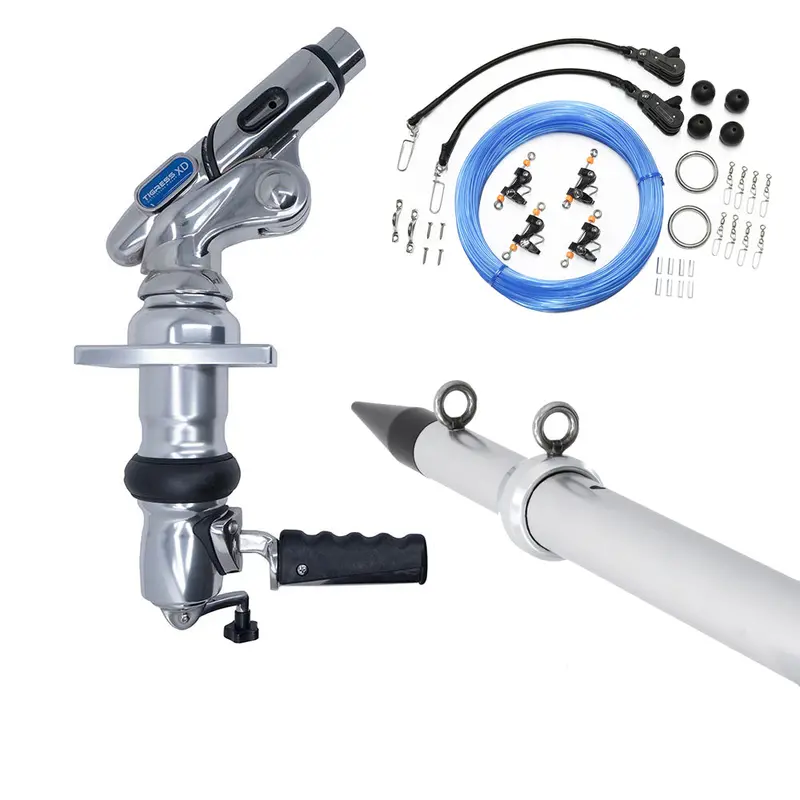 Tigress Xd Crank Series 18-Foot Top Mount Outrigger System – Silver Pro Double Rigging Kit [88825-2] 1