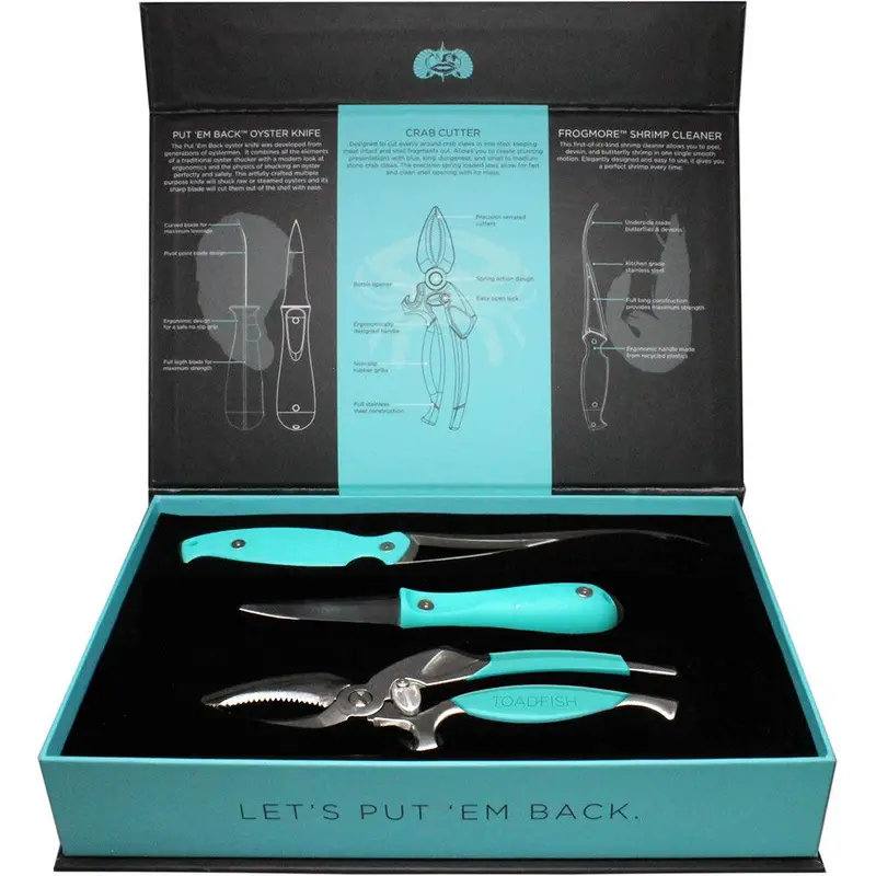 Toadfish Coastal Kitchen Bundle: Oyster Knife, Shrimp Cleaner, And Crab Cutter 1