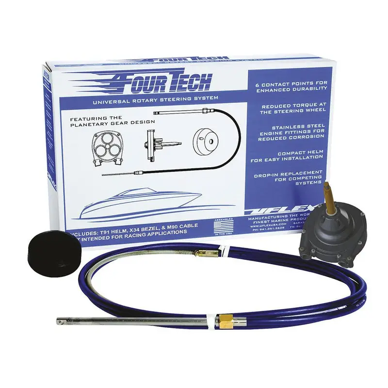 Uflex Fourtech 13-Foot Mach Series Rotary Steering System With Helm, Bezel, And Cable 1
