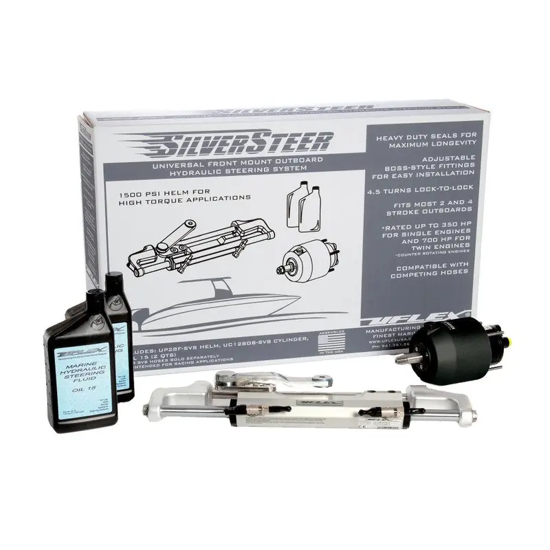 Uflex Silversteer Universal Front-Mount Hydraulic Outboard Steering Kit With Uc128-Svs-1 Cylinder (Silversteer1.0B) 1