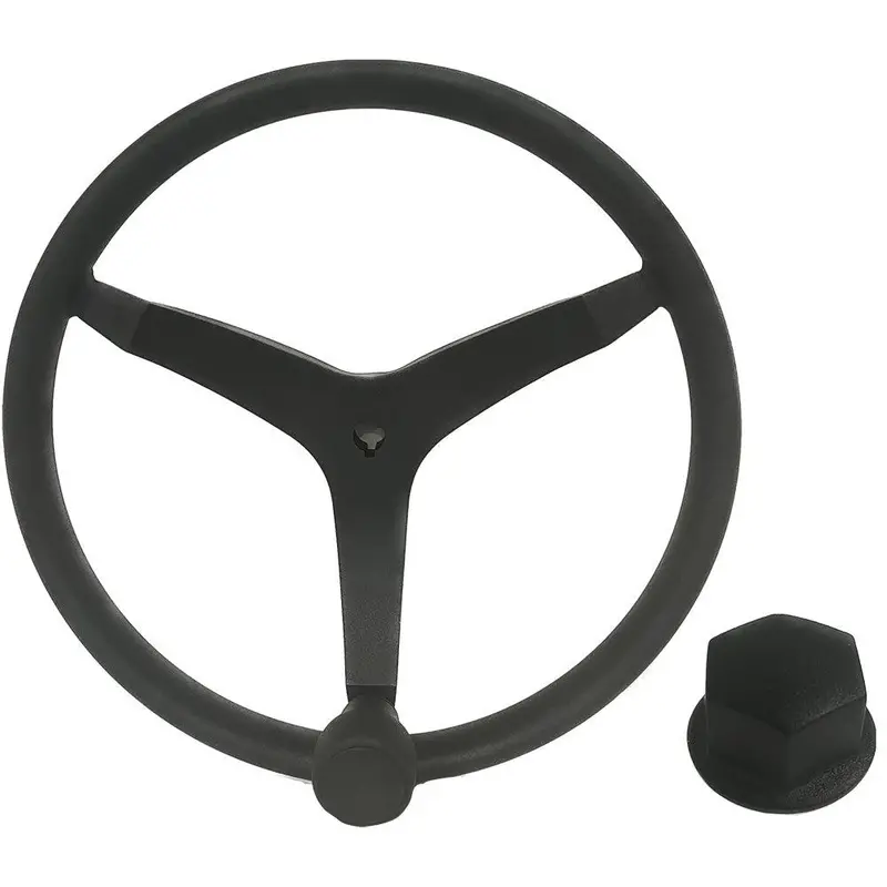 Uflex V46 Stainless Steel Steering Wheel — 13.5", Black Finish With Speed Knob & Chrome Nut 1