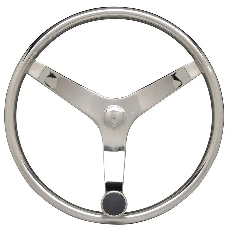 Uflex V46 Stainless Steel Steering Wheel — 13.5", Standard Finish With Speed Knob 1