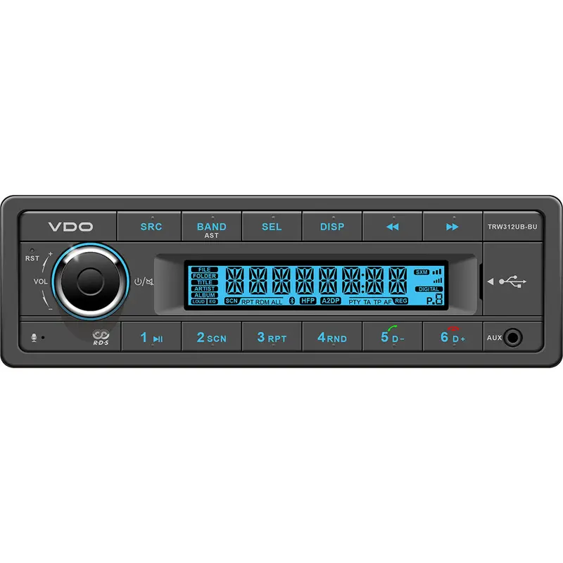 Vdo 12V Marine Stereo With Fm Rds, Bluetooth, Usb, Mp3/Wma Playback, Blue Backlight [Trw312Ub-Bu] 1