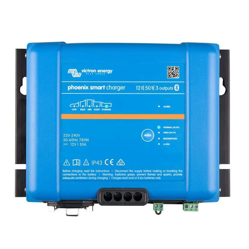 Victron Phoenix Smart Ip43 12V 50A Multi-Output Battery Charger – 3-Stage, 120–240V Ac Input (Requires Nema 5-15P Cord, Model Psc125053095) 1