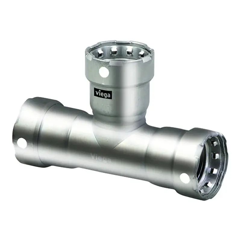 Viega Megapress 1-1/2" Stainless Steel 304 Tee – Triple Press Fitting With Smart Connect Technology 1
