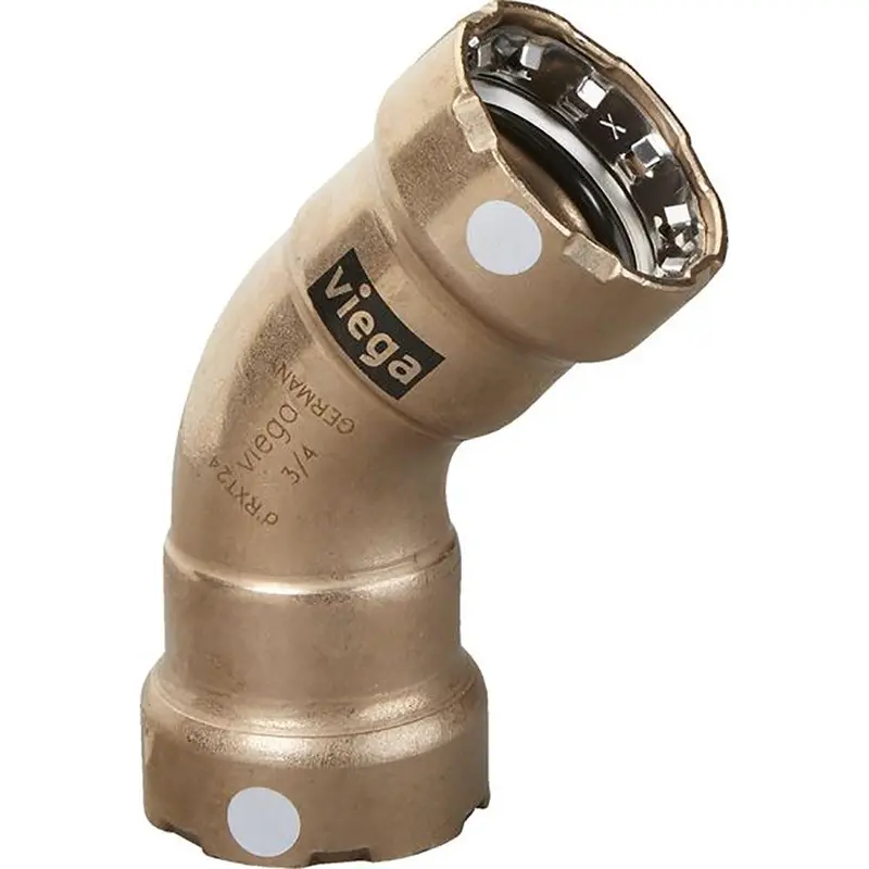 Viega Megapress 3/4" Copper-Nickel 45° Elbow With Double Press & Smart Connect Technology 1