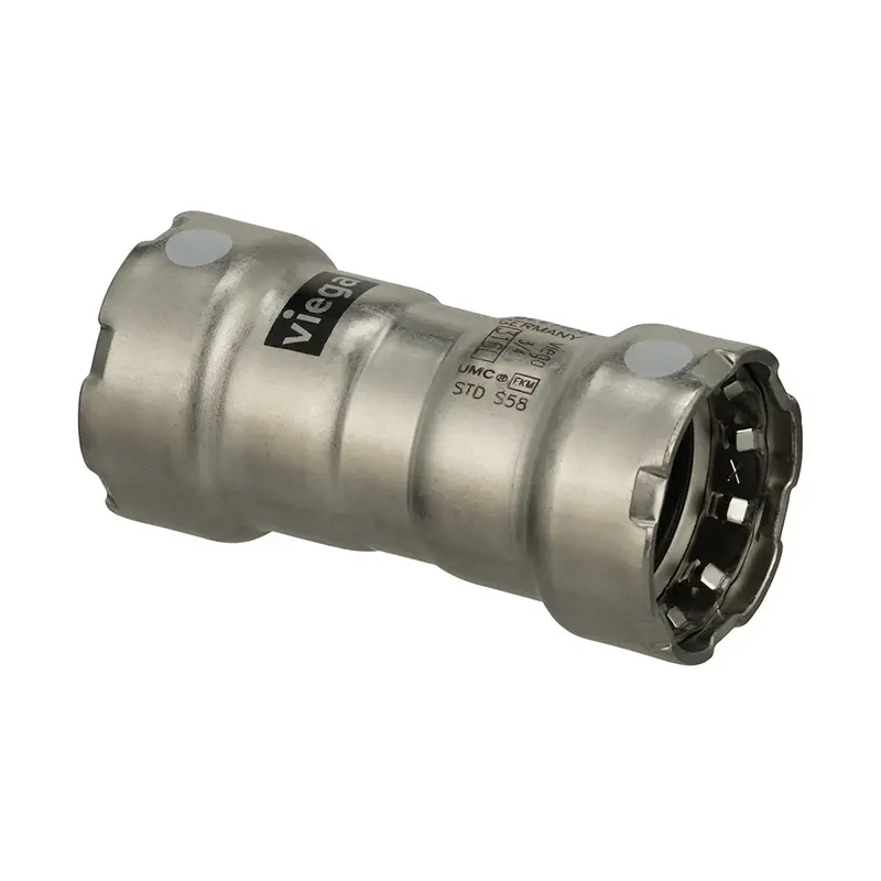 Viega Megapress 3/4" Stainless Steel Coupling With Stop – Fkm Sealing, Model 91105 1