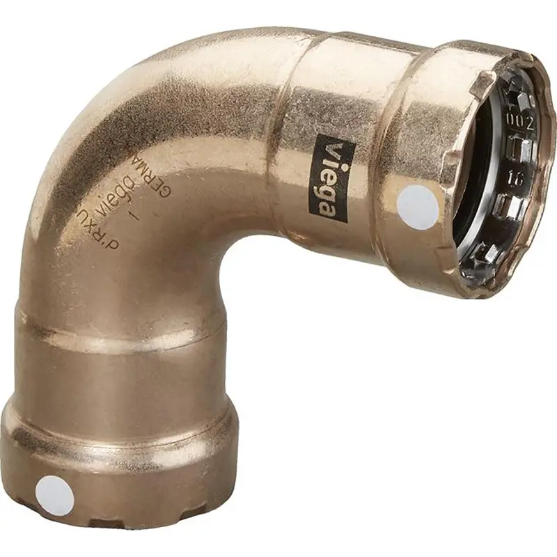 Viega Megapress Copper-Nickel 3/4" 90° Elbow — Double Press Fit With Smart Connect Technology (88005) 1
