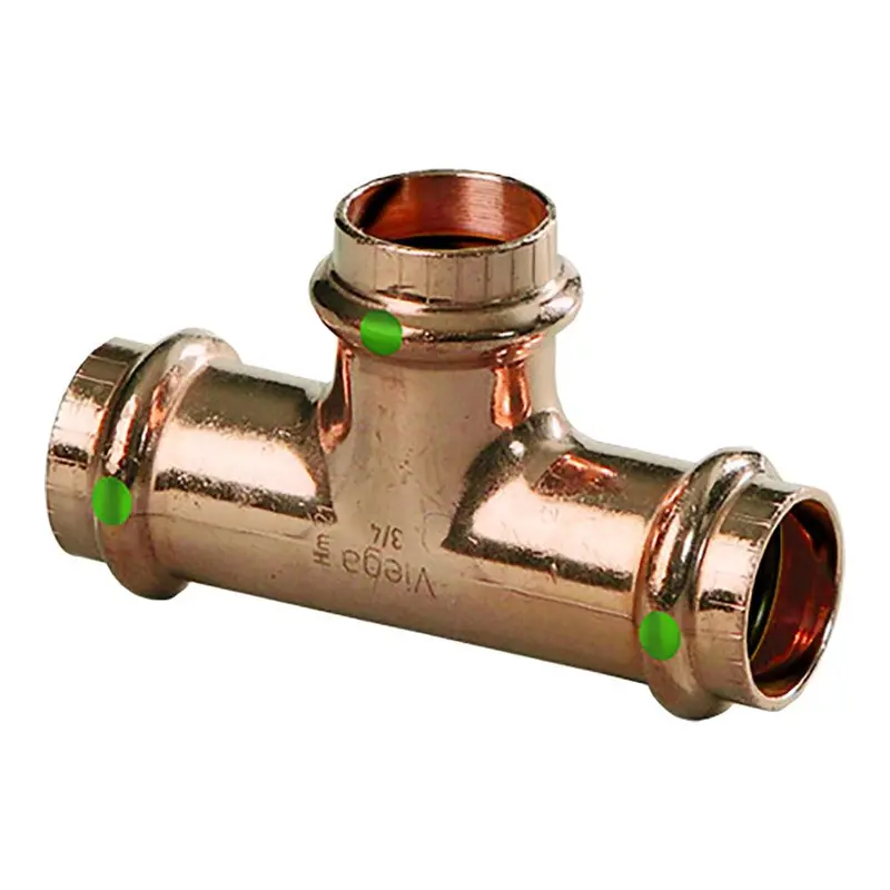 Viega Propress 1/2" Copper Tee – Triple Press Connection & Smart Connect System (Model 77377) 1