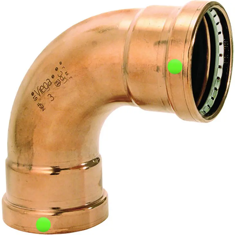Viega Propress 2-1/2" 90° Copper Elbow – Double Press Fitting & Smart Connect (Model 20623) 1