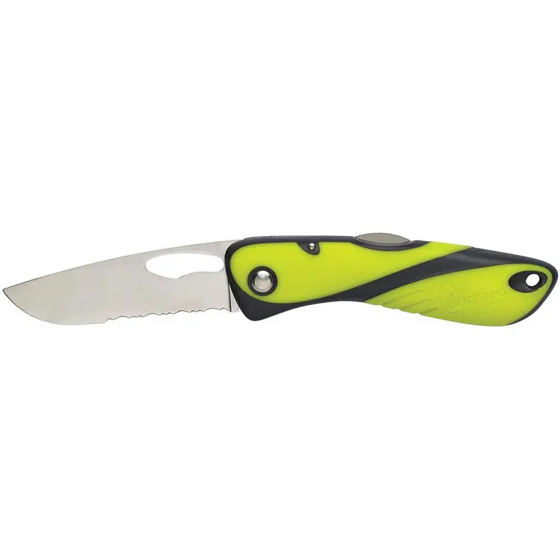 Wichard Marine Utility Knife – Single Serrated Edge, High-Visibility Fluorescent Design (Model 10112W) 1