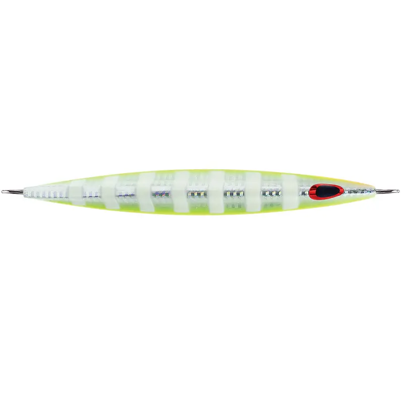 Williamson Kensaki 220 Jig – 6.75", 7.75 Oz, Uv Chartreuse Glow Zebra Pattern 1